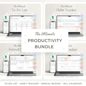 Productivity Planner Bundle Spreadsheet To-Do List Template Task Tracker Budget Google Sheets 2025 Calendar 2025 Habit Tracker Organization