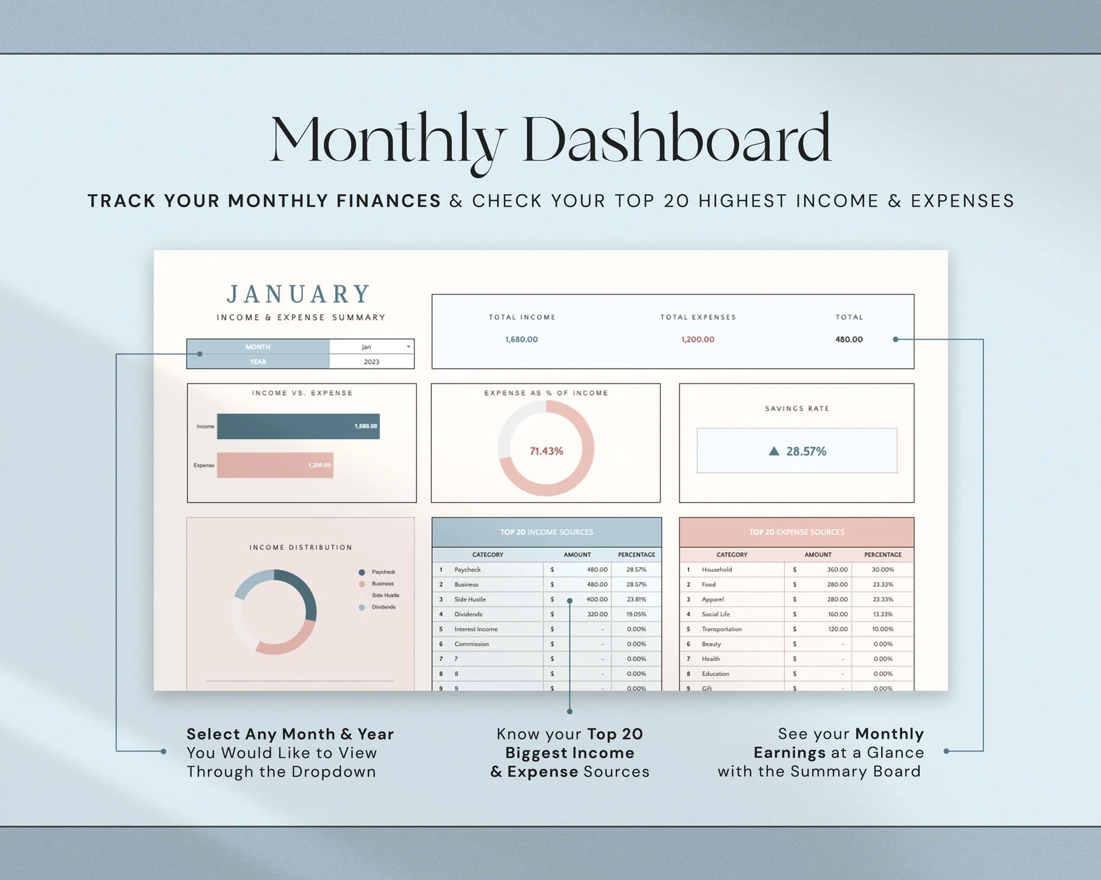 Income and Expense Tracker Spreadsheet Personal Financial Planner Excel Spreadsheet Monthly Expense Tracker Google Sheets Template Finance - Image 10