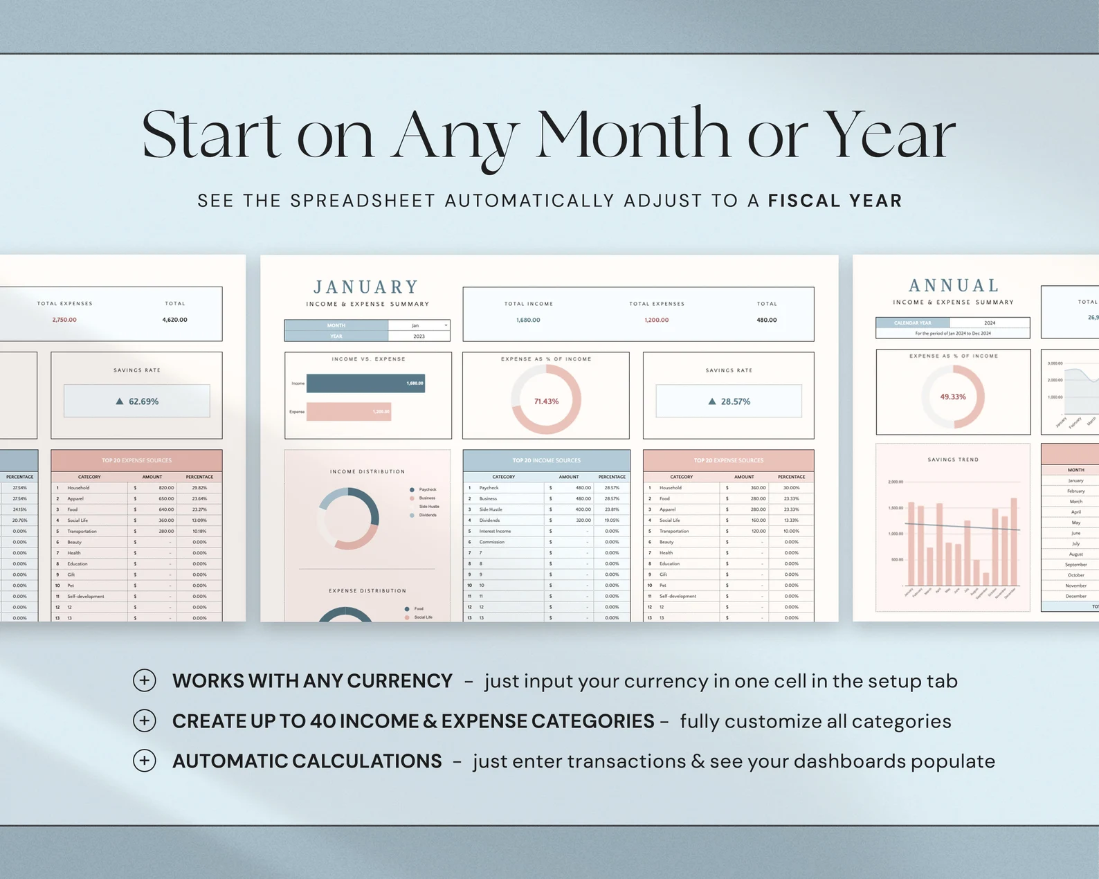 Income and Expense Tracker Spreadsheet Personal Financial Planner Excel Spreadsheet Monthly Expense Tracker Google Sheets Template Finance - Image 8