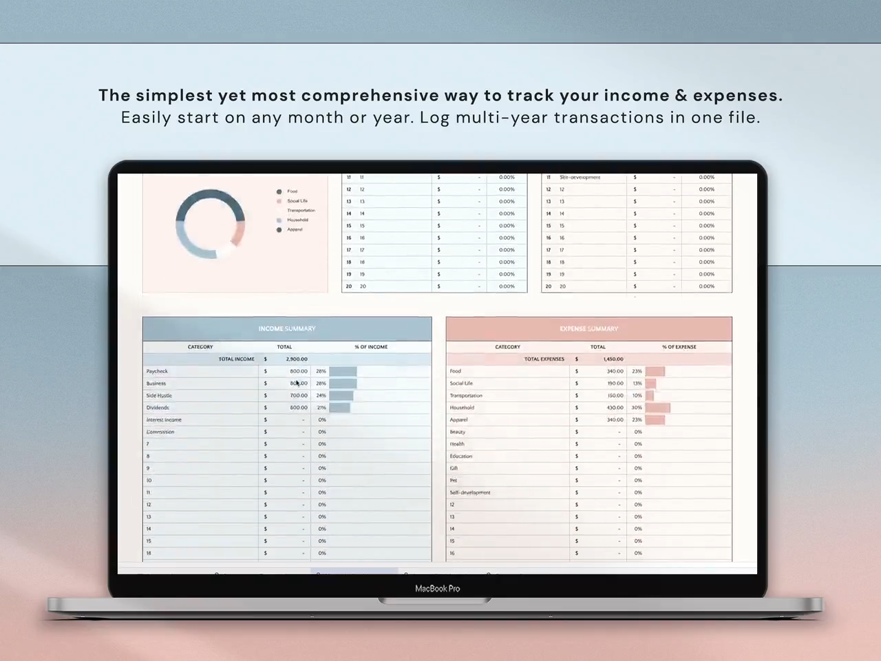 Income and Expense Tracker Spreadsheet Personal Financial Planner Excel Spreadsheet Monthly Expense Tracker Google Sheets Template Finance - Image 4
